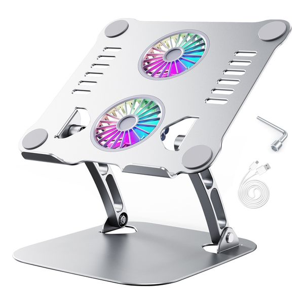 Ergonomic Aluminium Tablet Stand with 2 Fans