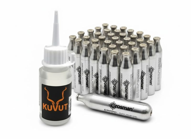 30 x 12g Co2 Gas &amp; KuVut Silicone oil