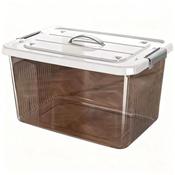 Plastic Storage Box 15L - 34x25x18cm Stackable Organiser For Home And Garage