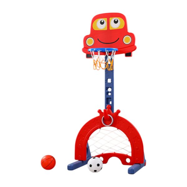 Kids Car 3-in-1 Basketball Hoop Soccer Goal Ring Toss Blue