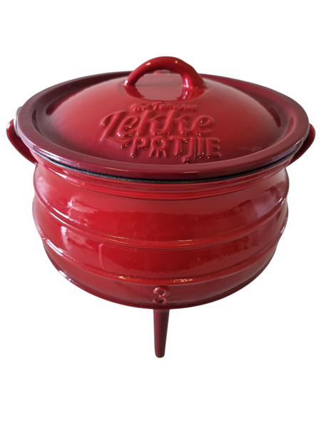 Famous Lekke Potjie Pot No. 3, three Legged Enamel Coated 7.8L