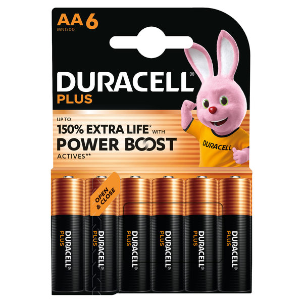 Duracell Plus Power Boost Alkaline Batteries AA 1.5V - 6 Pack