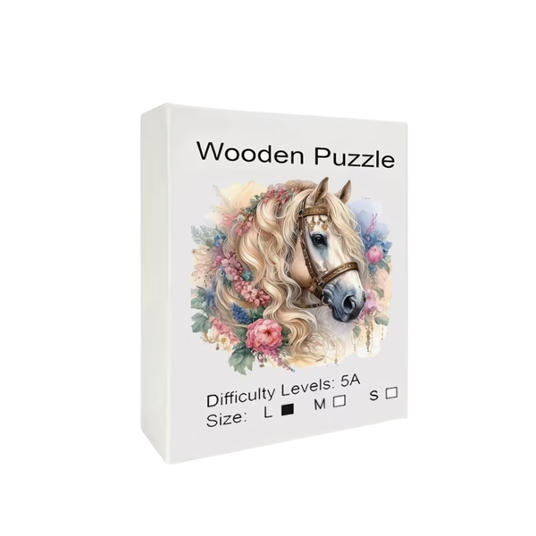 Enchanted White Horse Wooden Jigsaw Puzzle for Adults and Kids