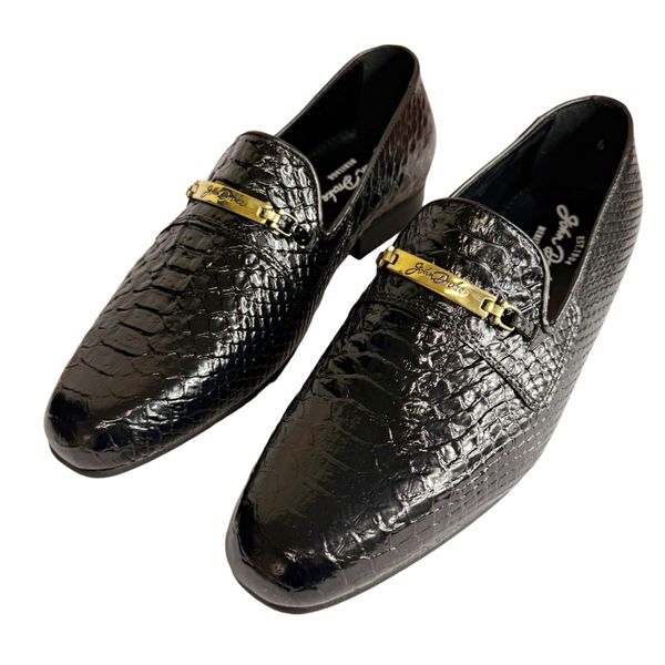 John Drake Black Leather Moccasin