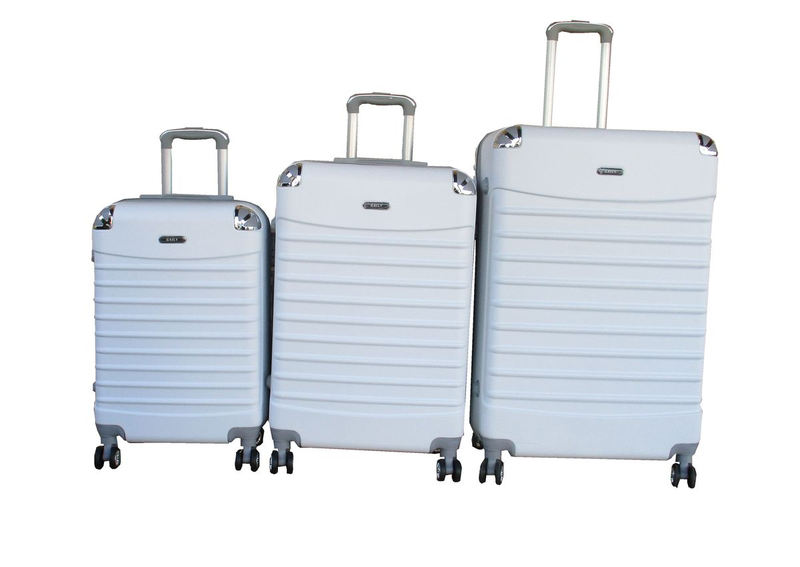 Modern 3-Piece ABS Hardshell Luggage Set - Pale White, Spinner, Secure
