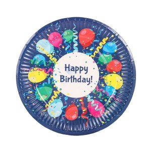 iKids Party Paper Plate Blue Balloon 7" Set of 10