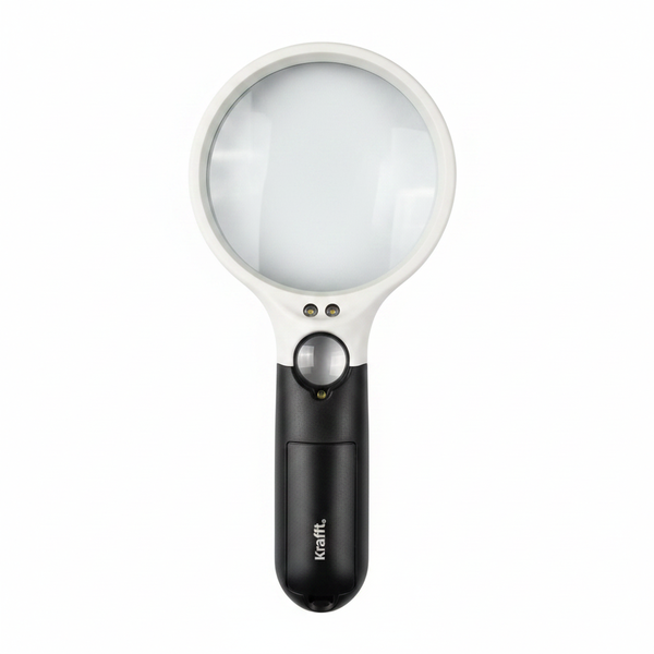 Krafft Handheld Magnifying Glass 90mm Lens with 2.5x Magnification &amp; 8 LED