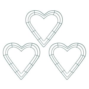 3 Pack Heart Wreath 12 Inch Heart-Shaped Wire Wreath Frame for Home