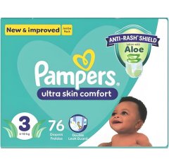 Pampers Ultra Skin Comfort No. 3 Diapers (76 Pack) with Anti-Rash Shield