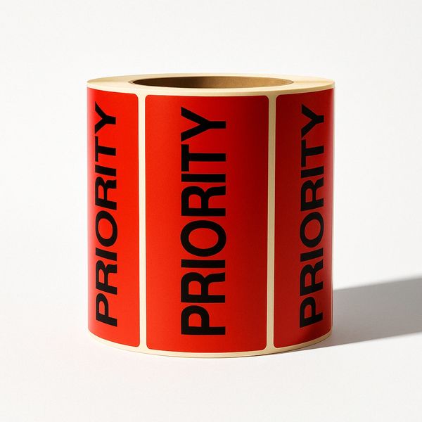 Priority Stickers - 500 Labels Per Roll for Parcels and Packages