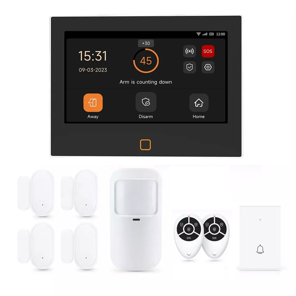 Smart Life Tuya WiFi 4G Alarm System - 7'' Touchscreen with Backup Battery