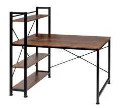 Office Desk Study Computer Desk With 4-Tier Shelves - 120x60x121cm - Brown