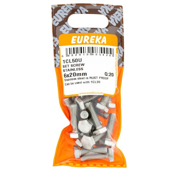 EUREKA Set Screw Stainless Steel 6 x 20mm Q:20 1CL50U