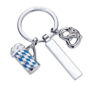 TROIKA Keyring: Oktoberfest with Pretzel, Beer &amp; Personalisable Blank Charm