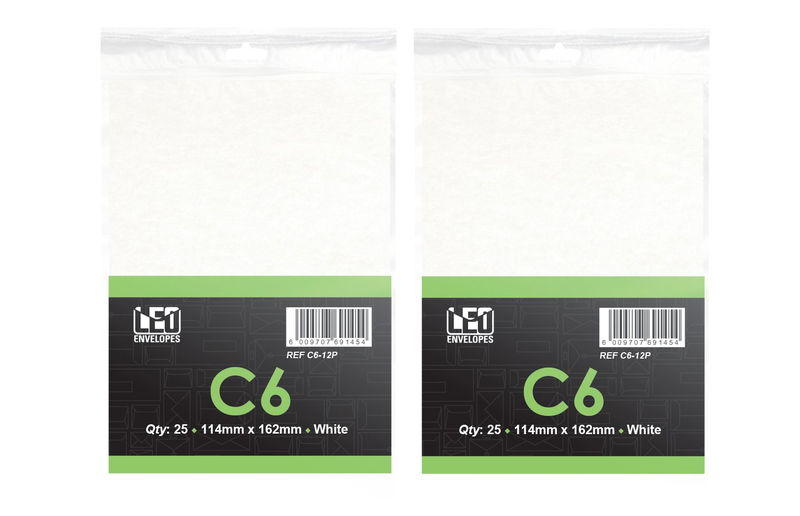 LEO C6 White Self Seal Envelopes - Pack Of 50 Envelopes