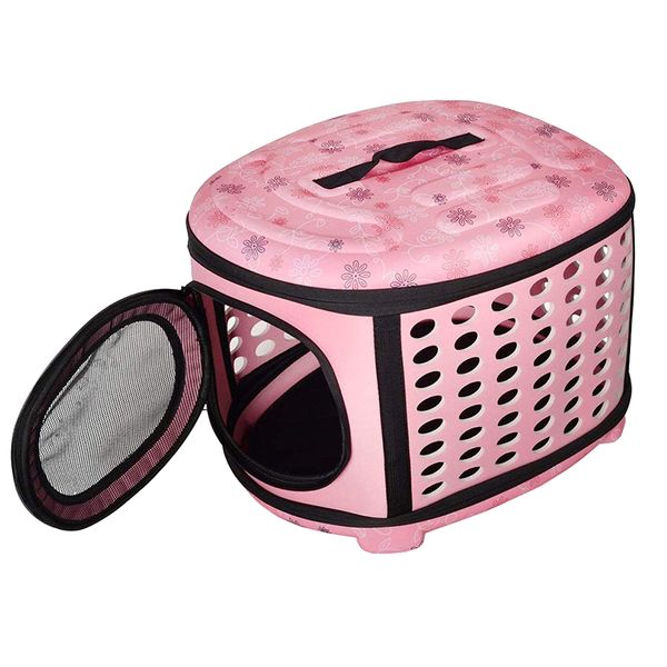 Portable Folding EVA Pet Dog Cat Carrier Bag for Travel Outdoor - Pink