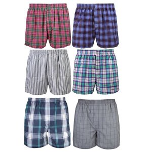 6 x Men's Woven Boxers Underwear 100% Cotton Boxer Shorts Underwear For Men