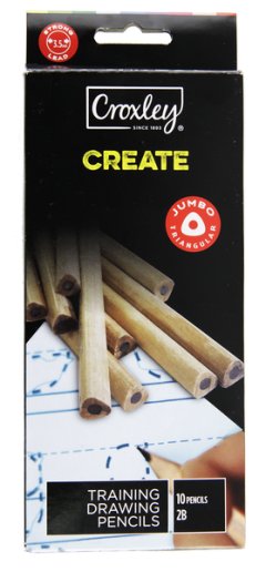 Croxley Create Triangular Graphite Drawing Pencils - 2B (Pack of 10)