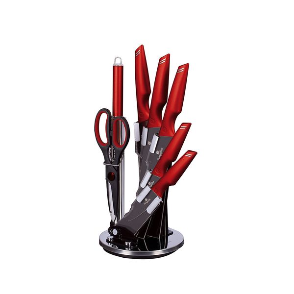 Berlinger Haus 8-Piece Non-Stick Knife Set with Acrylic Stand - Burgundy