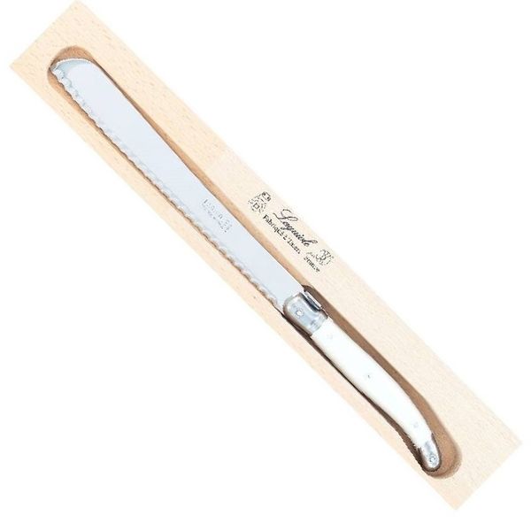 Andre Verdier Laguiole Bread Knife in Wooden Box - Mock Horn