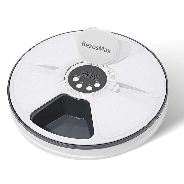 BezosMax 6 Meal Automatic Cat Feeder with Timed Dispenser for Dry Food