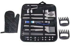 LMA Stainless Steel 24 Piece Braai Utensils w Bear Claws &amp; Thermometer In Bag