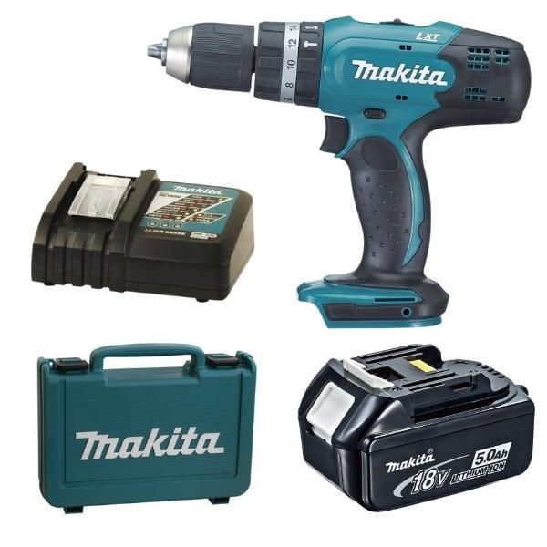 Makita - Impact Drill DHP453ZK with 5.0Ah Battery, Charger &amp; Carry Case