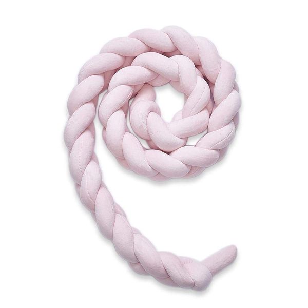 Cot Bed Braided Bumper - Pink