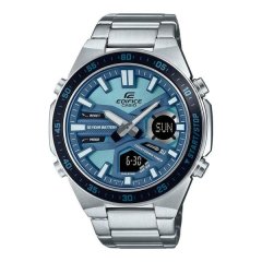 Casio Mens Silver Analogue &amp; Digital Metal Strap Watch-EFV-C110D-2BDF