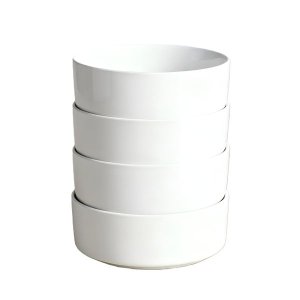 4 Piece Round Ceramic Kitchen Serving Bowl Set for Kitchen - White
