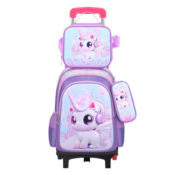 16-inch Trolley Wheeled School Bag for Student, Bigger Backpack with Wheels