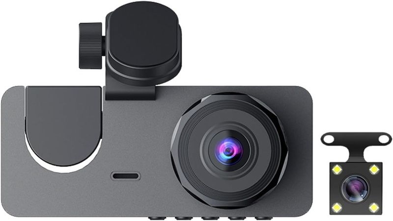 Front &amp; Rear 3-Channel Dashcam HD Car Camera Built-in WiFi Car Cam Recorder