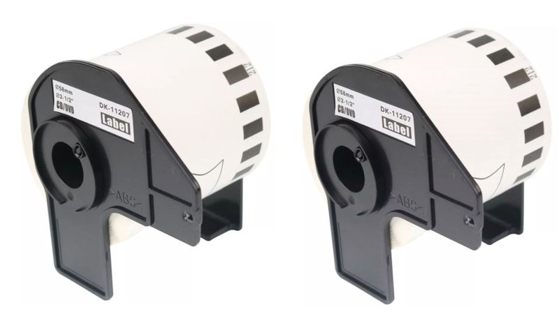 Compatible Brother DK 11207 CD/DVD Vinyl Film Labels (58mm) x 2