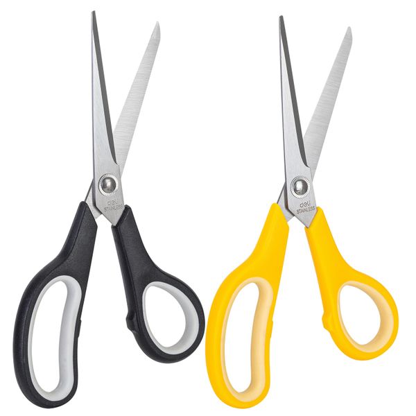 Deli Scissors 195mm Asymmetric Handle Black &amp; Yellow