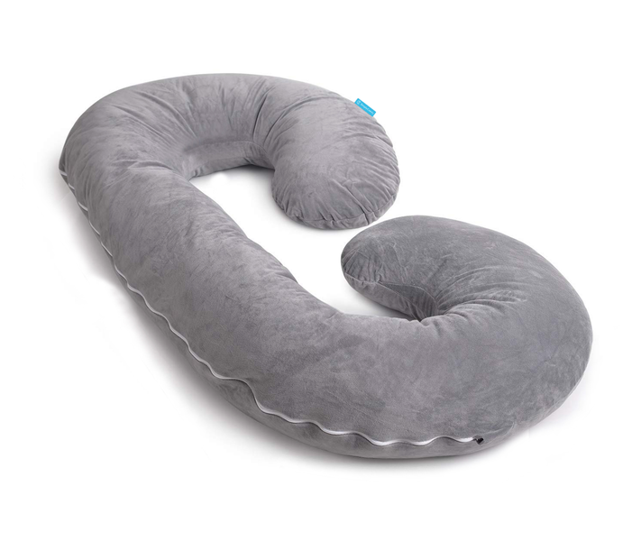 Simply Comfy Full Body Pregnancy Pillow Grey Velvet Cover