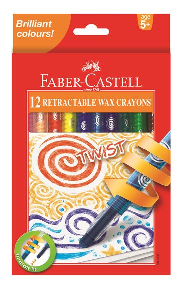 Faber-Castell 12 Retractable Twist Wax Crayons