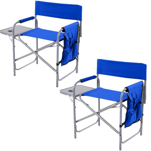 2 Camping Chairs,Lawn Chairs with Side Pockets Carry Straps,Fishing Chair