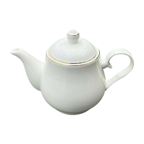 White Gold Rim Teapot - 850ml