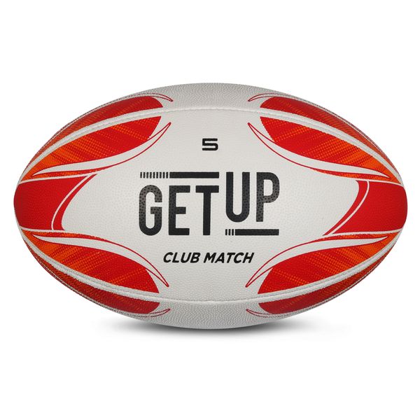 GetUp Club Trainer Hand-Stitched Match Rugby Ball - Size 4&amp;5 - Various Colours