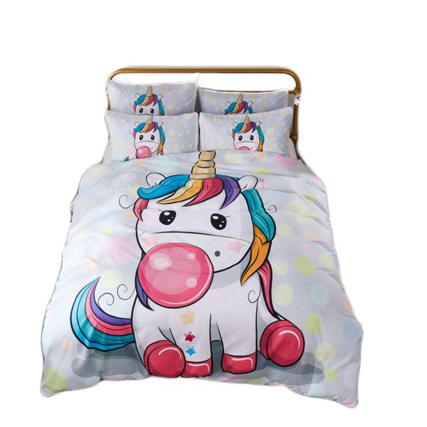 Kidsrock Bubble Blowing 3D fresh Watercolor Unicorn Bedding
