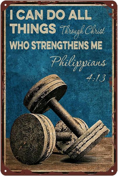 Inspirational Gym Sign - "I Can Do All Things Through Christ" Decor