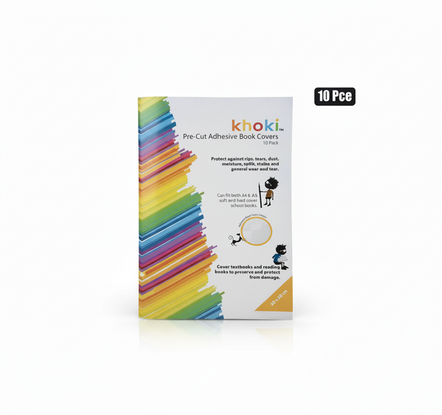 Khoki A4 Pre-Cut Adhesive Book Covers - 10 Piece Set