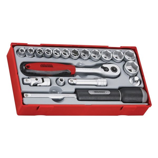 TengTools - 3/8 Inch Drive Socket Tray, 19 Pieces - TT3819
