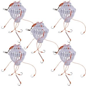 Camping Fishing Spherical Carbon Steel 5 Hook Bait Cage Rig