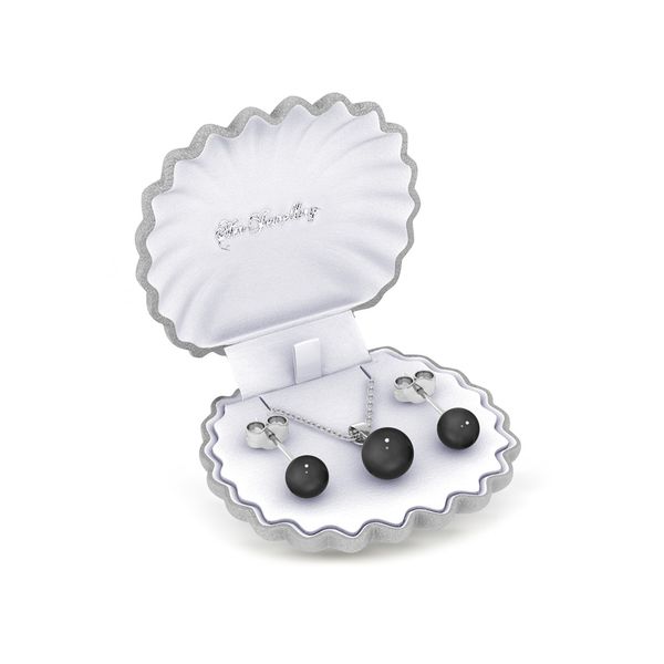 Destiny Pearl Earring &amp; Necklace Set with Swarovski Pearls - Black