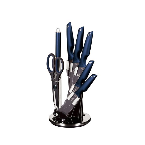 Berlinger Haus 8-Piece Non-Stick Knife Set with Acrylic Stand - Aquamarine
