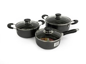 Real Chef Non Stick Casserole Pots and Sauce Pan Combo 6 Piece Set