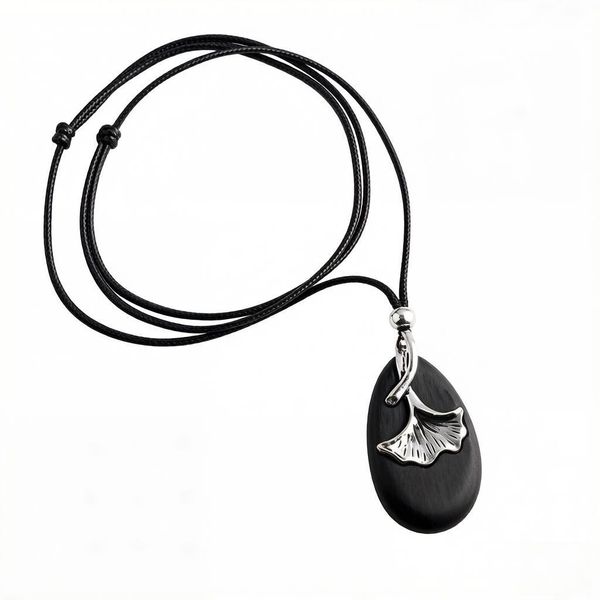 Original Versatile Ethnic-Style Sweater Chain With Ebony Pendant, Simple