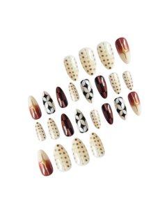 24 Piece - Retro Pattern Press-On Nails - Muticolour