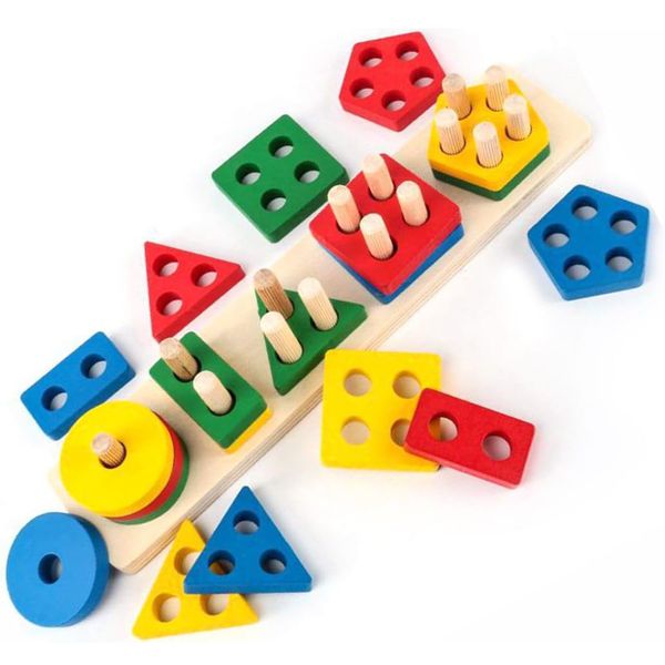 Blue Carbon Montessori Educational Toys Wooden Geometric Shape Sorter Toy
